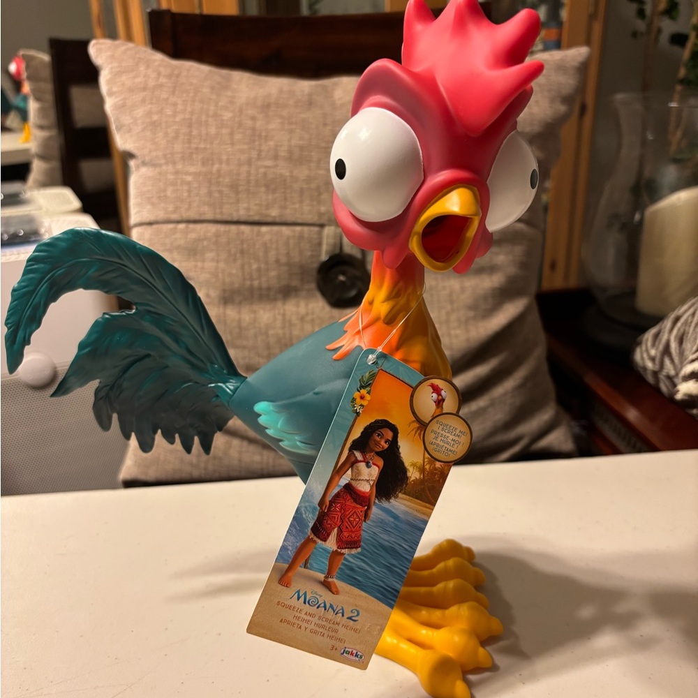 Heihei squeezable noise rubber rooster toy. Not dog toy. New Moana 2. 12” tall